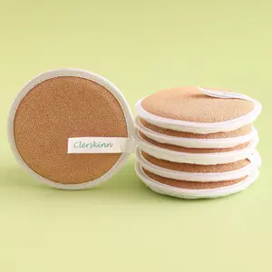 Double-Sided Bamboo Fiber Flannel Reusable Exfoliating Makeup Sponge Cleansing Pad, Multi-Pack, Ca Prop 65 Compliant