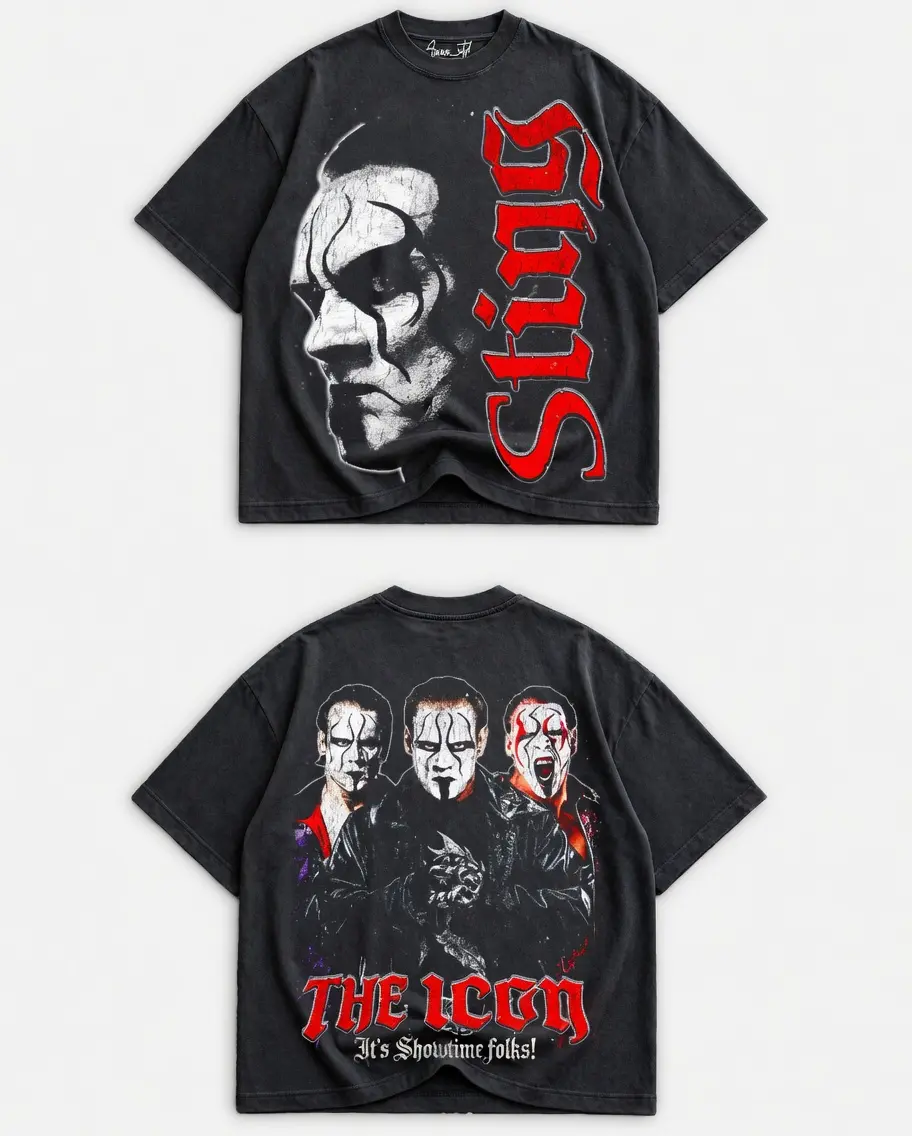 Vintage Sting WWE WCW T-Shirt, The Icon Wrestling Graphic Tee, Double Sided Retro Wrestler Shirt, Crow Sting Fan Apparel, Oversized Streetwear
