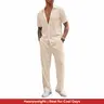 COOFANDY New York Fashion Week Men's 2 Piece Outfit Casual Short Sleeve Button Down Shirt Beach Summer Loose Pant Sets Menswear Breathable Clothes Clothing Suits