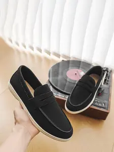 Men's Breathable Comfort Slip-On Loafers, Minimalist British Style, Casual Wear, Commuting, Outdoor Activities, All Seasons