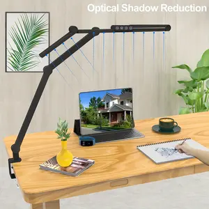 LED Desk Lamp with Clamp 24W Ultra Bright Auto Dimming 360° Flexible Adjustment Architect Desk Light for Home Office Atmosphere Lighting