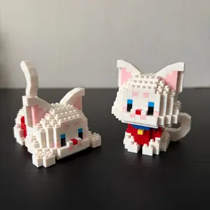 Adorable Cat Puzzle Decoration Piece, Cute Kitty Micro Bead Building Block, Desktop Ornament, Stylish & Unique Design