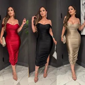 Arleth satin midi dress Fabric Formal Nylon Soft Womenswear Spandex Workwear Basic Elegant Sleeveless Bodycon Minimalist