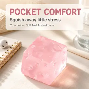 5cm Transparent Cheese Squishy Cube,  Slow-Rising Squeeze Toy, Cute Stress Relief Fidget Toy for Teens & Adults