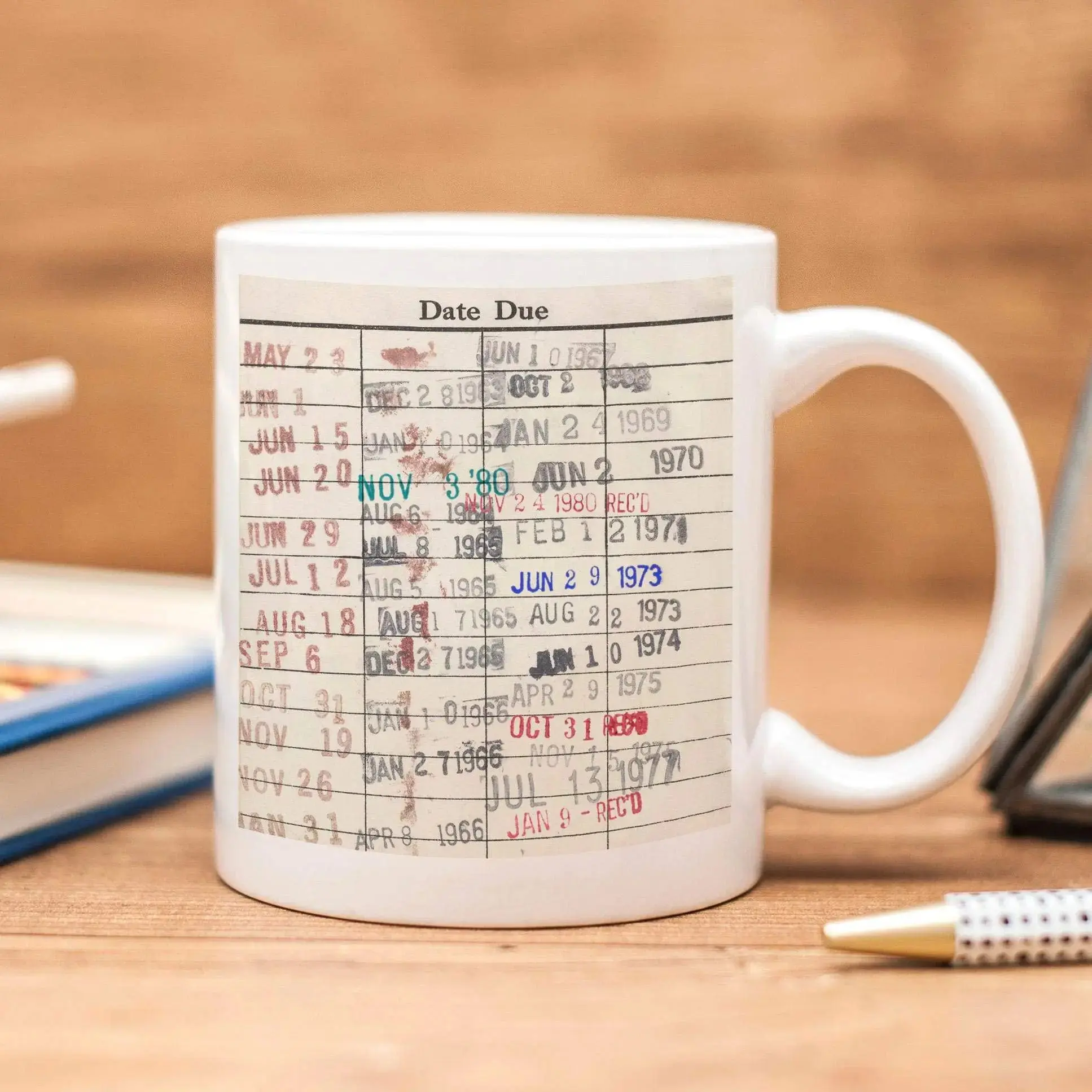 Vintage Library Card Ceramic Coffee Mug