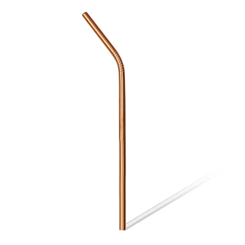 BarConic® 8.5 in Reusable Copper-Plated Curved Stainless Steel Bendy Straw - Rust-Resistant, Environmentally Friendly Bar Utensil for Bartenders, Craft Beverages, Beverage, Bendy Style