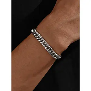 Vintage Cuban Chain Bracelet, Men's and Women's Universal Silver Heavy Texture Bracelet