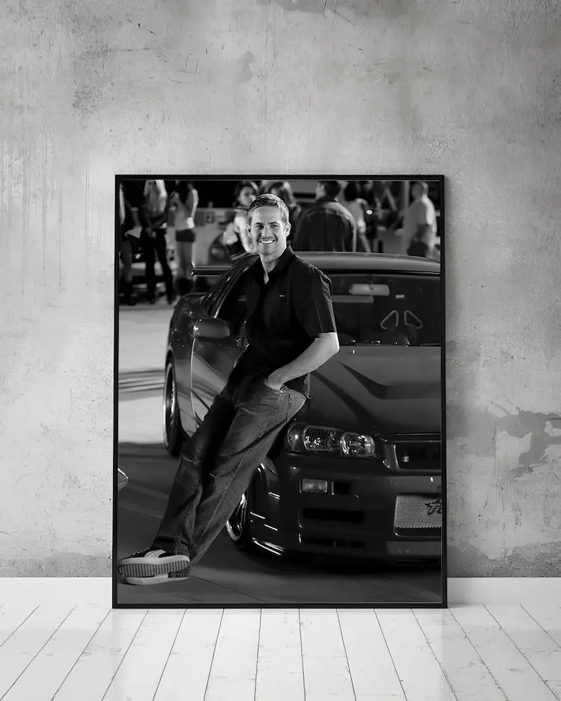 Paul Walker Poster, Black and White, Old Hollywood Décor Decor Gifts Glossy Room