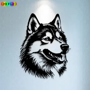 1pc Husky Metal Wall Art,Husky Statue Mural, Ideal Gift for New Year, Easter, Husky Decor Enthusiasts, Rust-Resistant Metal Wall Decor Wall Sculptures, Perfect for Living Room Walls & Garden Fences, Unique Animal Themed Decor