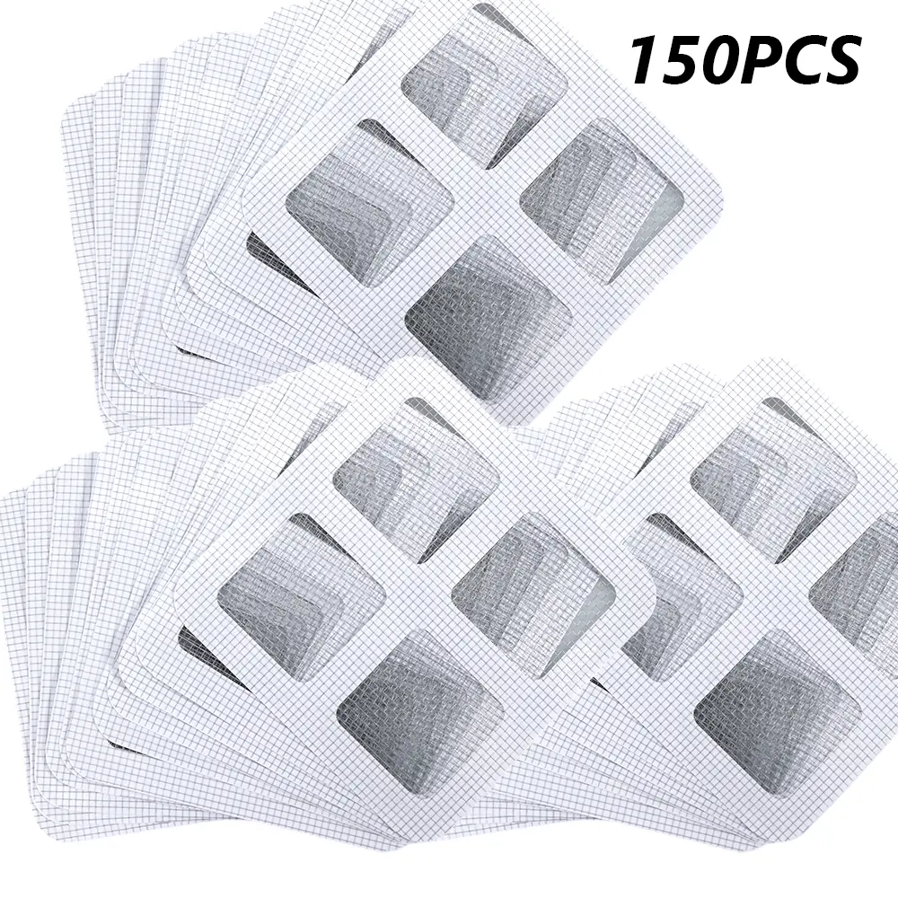 150 Pcs Square Disposable Hair Drain Stickers - 10 cm x 10 cm Dense Circles Floor Drain Mesh, Peel & Stick Anti-Clogging Sink Strainer Cover for Family Bathroom, Kitchen, Strong Adhesive Waterproof Filter Screen