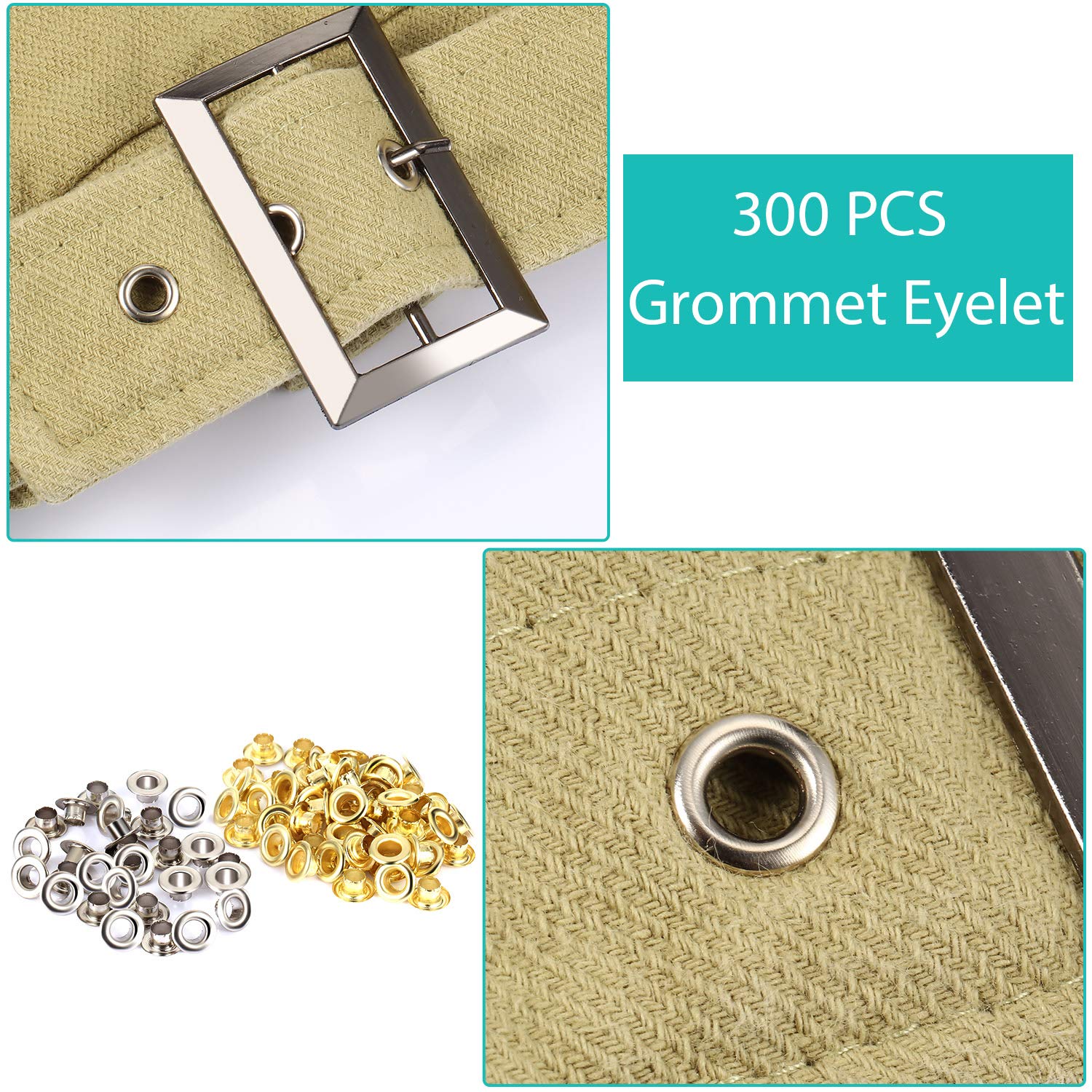 803Pcs Grommet Eyelet Pliers Kit 1/4 Inch 6mm Inside Diameter with 800 Metal Eyelets & Washers in Gold Silver for Leather Belt Shoes Crafts Seamless Stitching