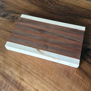 handmade maple, sapele and black walnut wood cutting board 8x13x1.5in