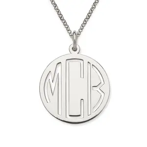 Block Cut Out 925 Sterling Silver Monogram Necklace