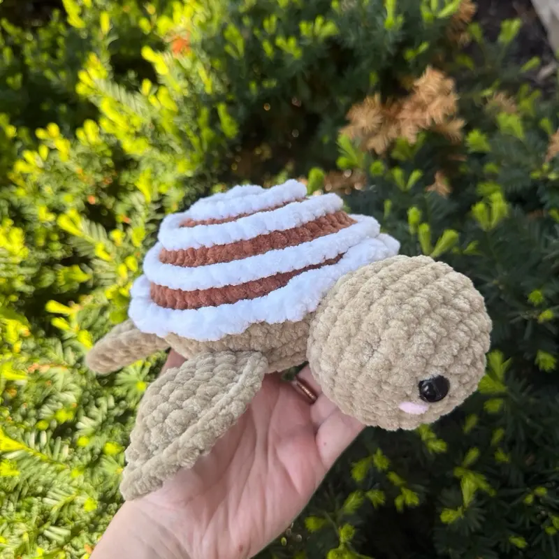 Handmade Crochet Medium Cinnamon Roll Turtle