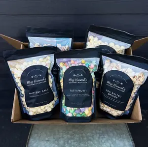 Miss Hannah's Gourmet Popcorn The Original Box - Variety Pack with Sea Salted Brûlée, Buttery Salt, Tutti Frutti, Kettle Corn & Snickerdoodle - Handcrafted in Oregon