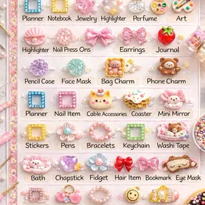 Medium box Stationary Spa Fun Items 32 Assorted Categories Planner Notebook Jewelry Highlighter Perfume Art Nail Press Ons Earrings Journal Pencil Case Face Mask Bag Charm Accessories Coaster Mini Mirror Stickers Pens and more