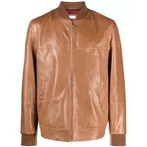 MotorCycleJackets Mens Brown Leather Bomber Jacket