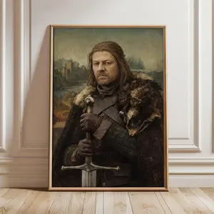 Ned Stark Wall Art Retro Pattern Decor Poster, Ned GOT Mona Lisa Poster