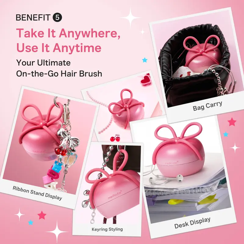 Portable Ribbon Cherry hair brush