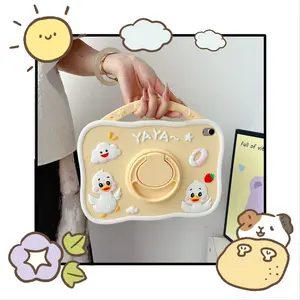 Cute Cartoon Design Tablet Case, Portable 360 Degree Rotatable Tablet Protective Cover, Anti-Fall Soft Shell Silicone Tablet Case for iPad