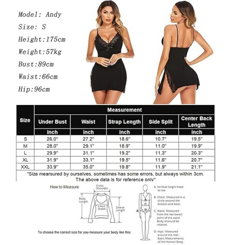 EOJN Nightwear for Women - Sleepwear Floral Lace Sleeveless Babydoll Underwear, Adjustable Spaghetti Strap, S-2XL - Loungewear, Womenswear