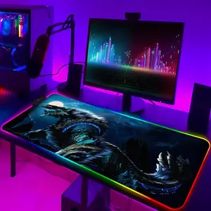 Monster Hunter Wildlands Mouse Pad Gaming Rgb Mousepad Backlit Keyboard Gamer Girl Xxl Laptop Mat Table Pads Deskpad