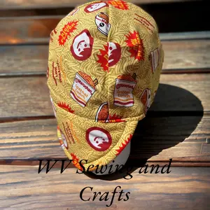 Noodles Welding Cap Handmade 100% Cotton with Brim Custom Size Available Smoke Free Home Made
