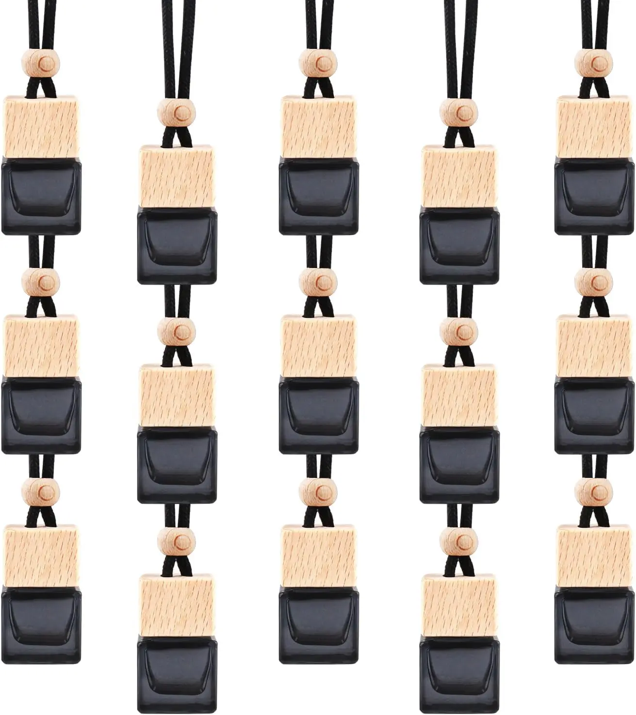 Pcs Hanging Car Air Freshener Bottle Empty Car Essential Oil Diffuser Bottles Pendant Black Glass Perfume Bottles Aromatherapy Fragrance Bottle Auto Ornaments Decor