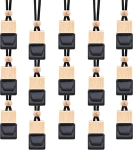 Pcs Hanging Car Air Freshener Bottle Empty Car Essential Oil Diffuser Bottles Pendant Black Glass Perfume Bottles Aromatherapy Fragrance Bottle Auto Ornaments Decor