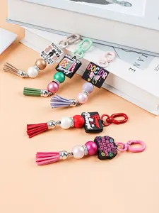 Cute Beaded Tassel Keychain, Funny Quote Bag Charms for Purse, Backpack, Book Lover & Doctor Gifts, Aesthetic Accessories for Women and Girls