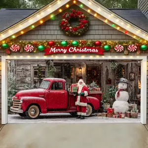 Christmas Garage Door Banner Outdoor Decoration, Large Fabric Gate Cover, Perfect for Holiday Wall Art, Photo Booths, Weddings, Parties, Party Decoration Supplies