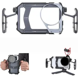 Portable Mobile Smartphone Video Rig Cage Stabilizer, Professional Camera Accessory with Handles, 67mm Lens Filter Adapter, Cold Shoe, Tripod Mount for Secure Connection to iPhone 17/16/15/14 Pro Max and Compatible Android Devices