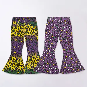 Mardi Gras leopard Flare Girls Jeans