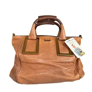 Pre-owned Chloé Leather Tote Bags Chloe Ethel Medium Cognac GHW Two Tone Brown Satchel Purse