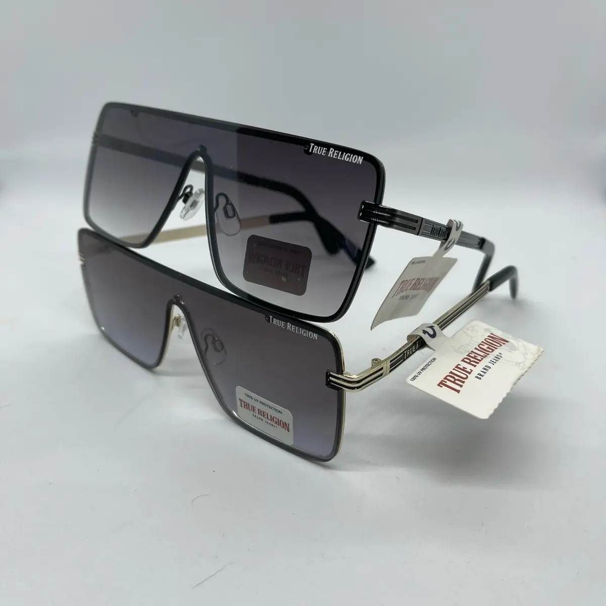 NEW TRUE RELIGION Shield Mirror Rimless Sunglasses Red Pink Green True Religion Pink Square Shield Sunglasses | Mercari main image 2