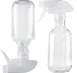 2 Pack 360° Spray Bottles, 10 oz Plastic Small Containers with Adjustable Spray Nozzles, Spray Bottles for Hair, Cleaning Solutions, BBQ and Plants Clear