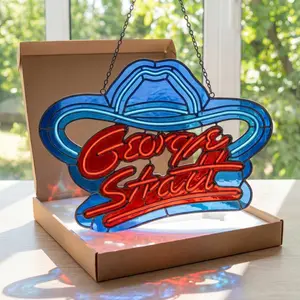 Strait of America 2026 Custom Shape Acrylic Suncatcher , Vintage George Fan Gift, Western Music , George Strait Play Guitar Graphic
