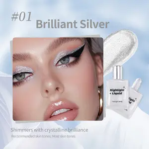 Highlighter Liquid Galaxy Star Diamond Highlighter, Pearl Fine Flash Mirage Nose Collarbone Face Brightening Liquid, Silver Color Burst Roll-On Highlighter