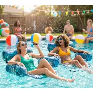 Highly Rated Leaf Pattern Inflatable Lounge Chairs, 2 Pack Pool Hammock Floats, Durable Adult Water Float for Pool Parties