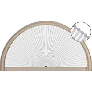 Half Circle Window Shade Arch Window Cellular Blackout Shades Cordless for Half Moon Window Shade no Drill Honeycomb Blackout Blinds Easy to Cut and Install (White 24" X 48")