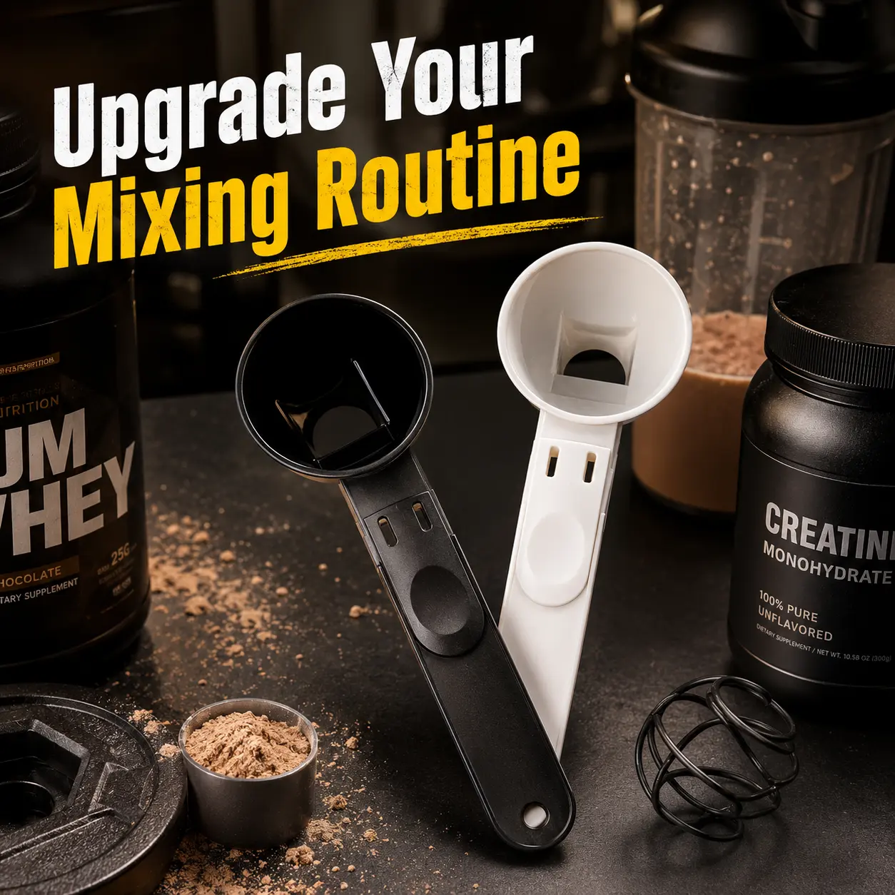 [Buy 1 Get 1 Free] Portable BPA-Free Plastic Funnel Set - With Coffee Scoop, Scraper, Hanging Design - High-Quality Kitchen Measuring Utensil - Ideal for Protein Powder, Coffee - Father’s Day Gift