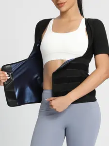 Women's Solid Short Sleeve Sauna Top, Athletic Tops, Sauna Shaper, Workout Gym Exercise Clothing, Athletic Sports Clothing for Women, Gym Athletic Clothes