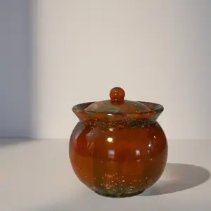 Decorative Jar with Lid - Elegant Glass Design, Ideal for Display, Versatile Use in Bottles and Tin