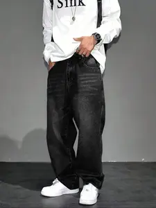 Men's New Fashion Casual Washed Denim Long Pants, All-Season Versatile Simple Jeans, Stylish Relaxed Fit for Everyday Wear
