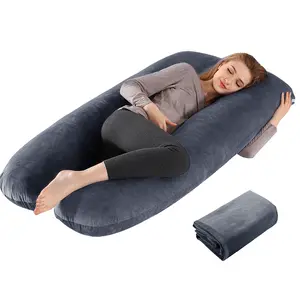 Wndy's Dream Pregnancy Pillow U Shaped Full Body Pillow with Velvet Cover, 47 inches Maternity Pillow for Pregnant Women Back, Legs and Belly Support