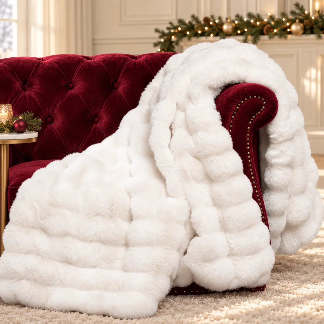 BLUNIQUE Ultra Soft Cozy Faux Fur Throw Blanket  Fuzzy Plush Thick Bubble Blanket for Couch Bed Living Room Fleece 50x60 inch High-Low Wave Design Ultimate Comfort & Warmth,sohochic,techvibes