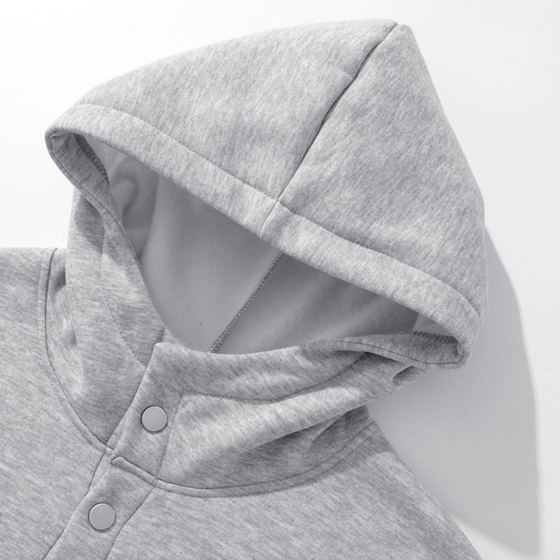 Unisex Fleece-Lined Hoodie & Sweatpants Set Thick Warm Tracksuit in Navy Gray and Black Colors