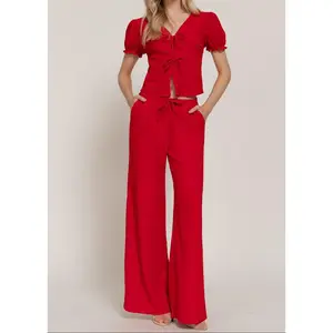 KAILUA RED TEXTURED KNIT SET