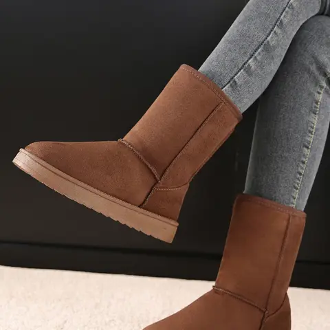 Women's Faux Fur Mid-Calf Snow Boots with Fur, Warm Lining & Soft Sole, Casual Winter Footwear, Round Toe, Medium Width, Outdoor Wear, Winter Booties