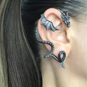 1pc Single Ear Exaggerated Dragon Design Earring, Alloy Jewelry, Retro Punk Style, Unisex Fashion Accessory, Unique Gift Idea